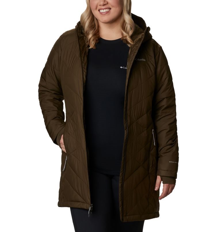 Women\'s Columbia Heavenly Long Hooded Jackets Dark Brown | Plus Size CA-J8364